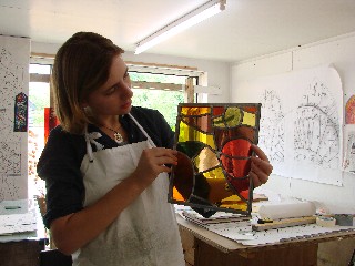 students displaying completed work