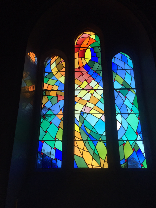 image of abstract stained glass window in Kesgrave church