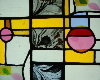 image of stained glass panel: painting on glass by student