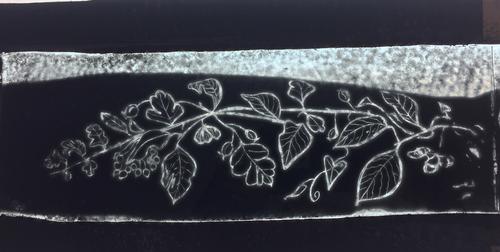 image of stained glass panel: painting on glass by student